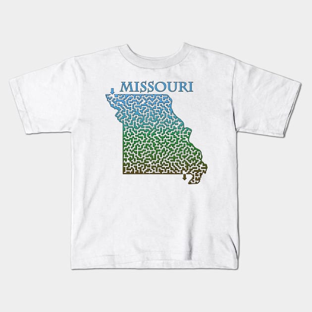 State of Missouri Colorful Maze Kids T-Shirt by gorff